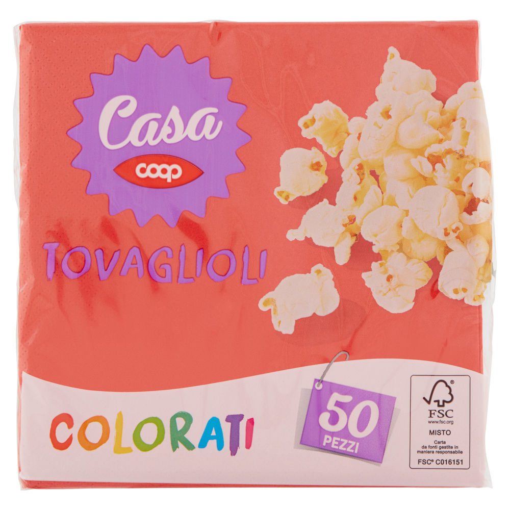 Tovaglioli rossi coop casa 2veli 33x33cm fsc pz 50