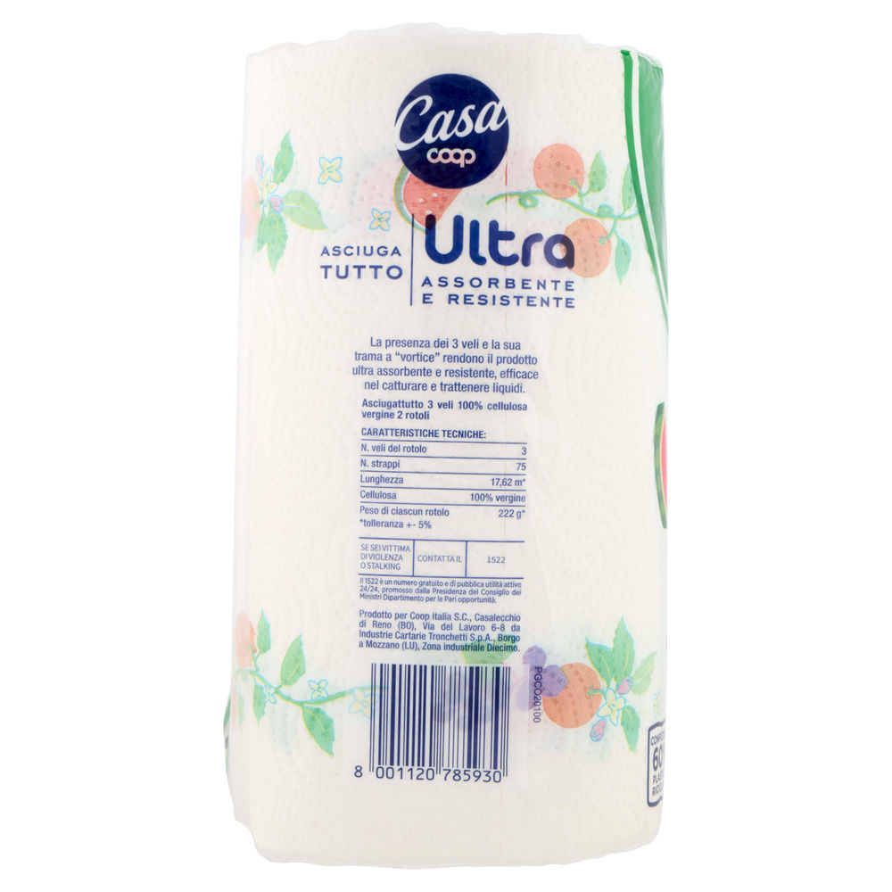 ASCIUGATUTTO ULTRA COOP FSC 3 VELI DECORATI 75 STRAPPI 2 ROTOLI - 15