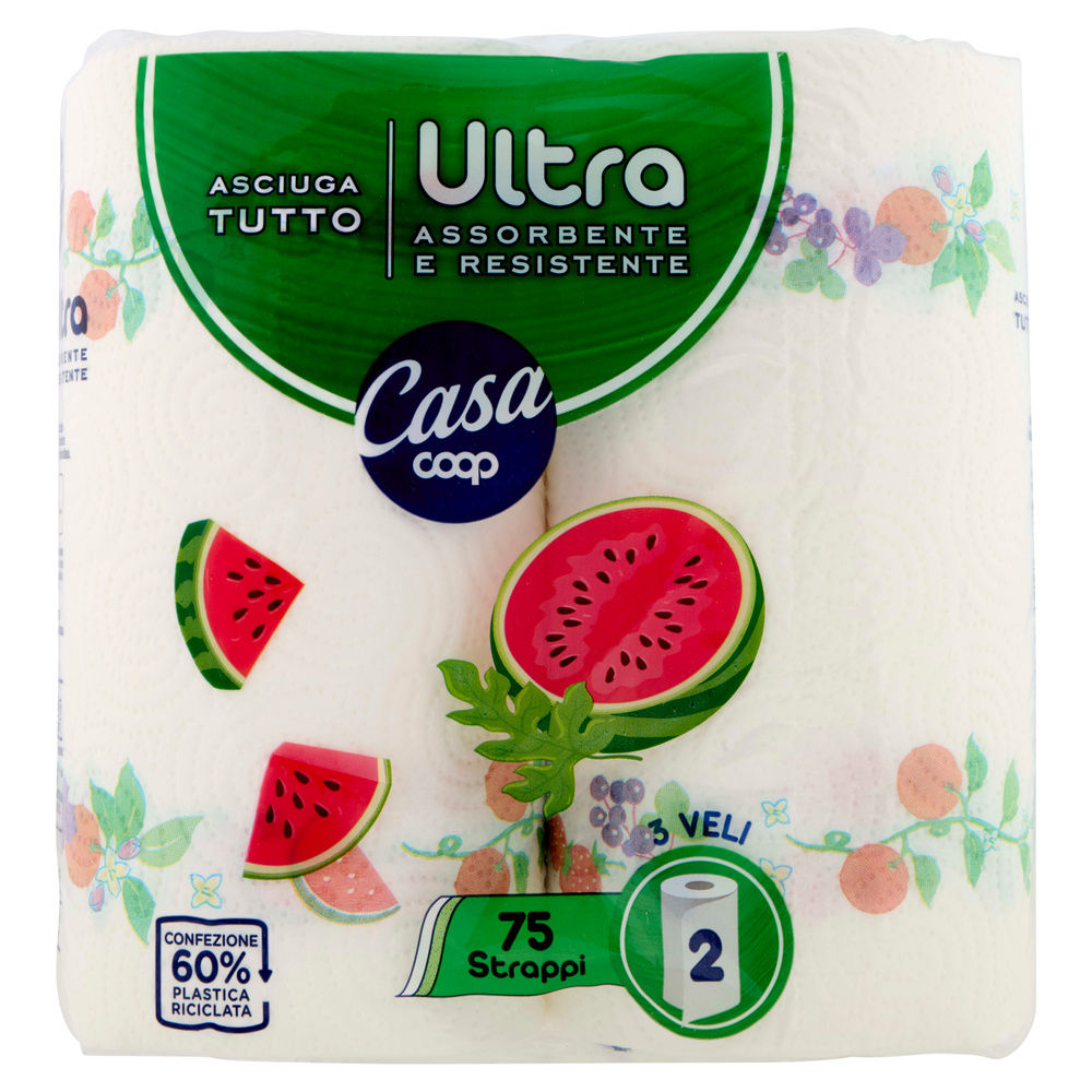 ASCIUGATUTTO ULTRA COOP FSC 3 VELI DECORATI 75 STRAPPI 2 ROTOLI - 16