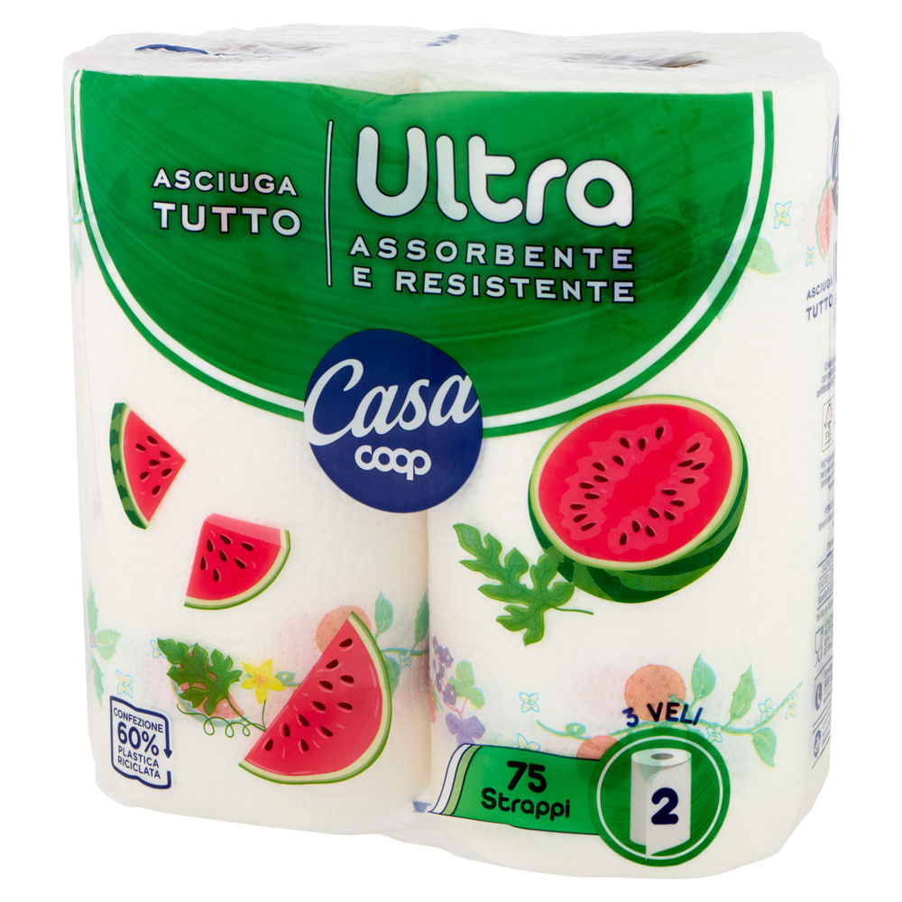 ASCIUGATUTTO ULTRA COOP FSC 3 VELI DECORATI 75 STRAPPI 2 ROTOLI - 12