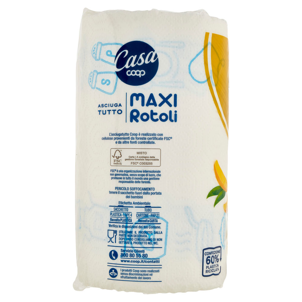 ASCIUGATUTTO COOP FSC 2 VELI DECORATI FSC 100 STRAPPI  MAXI ROTOLI  2PZ - 4