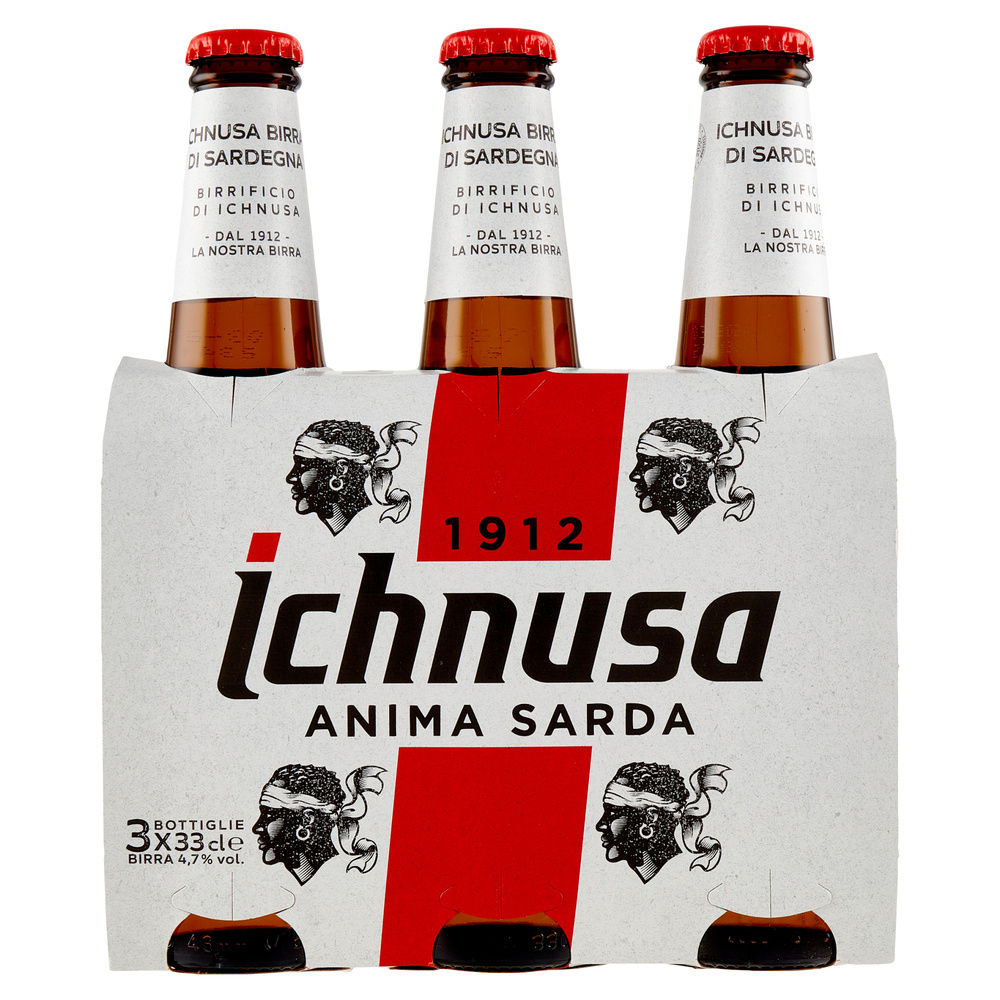 BIRRA ICHNUSA 4,7 GRADI BOTTIGLIA CLUSTER ML 330 X 3 - 3