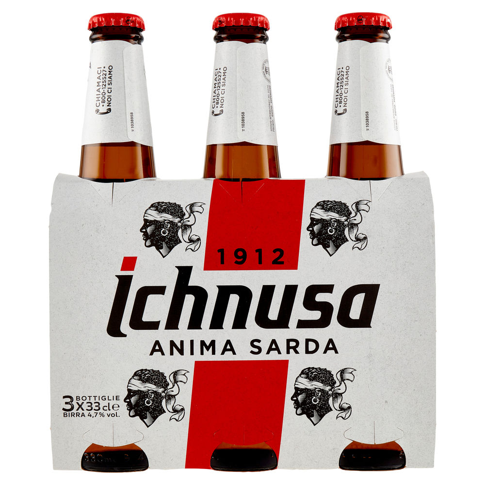 BIRRA ICHNUSA 4,7 GRADI BOTTIGLIA CLUSTER ML 330 X 3 - 1