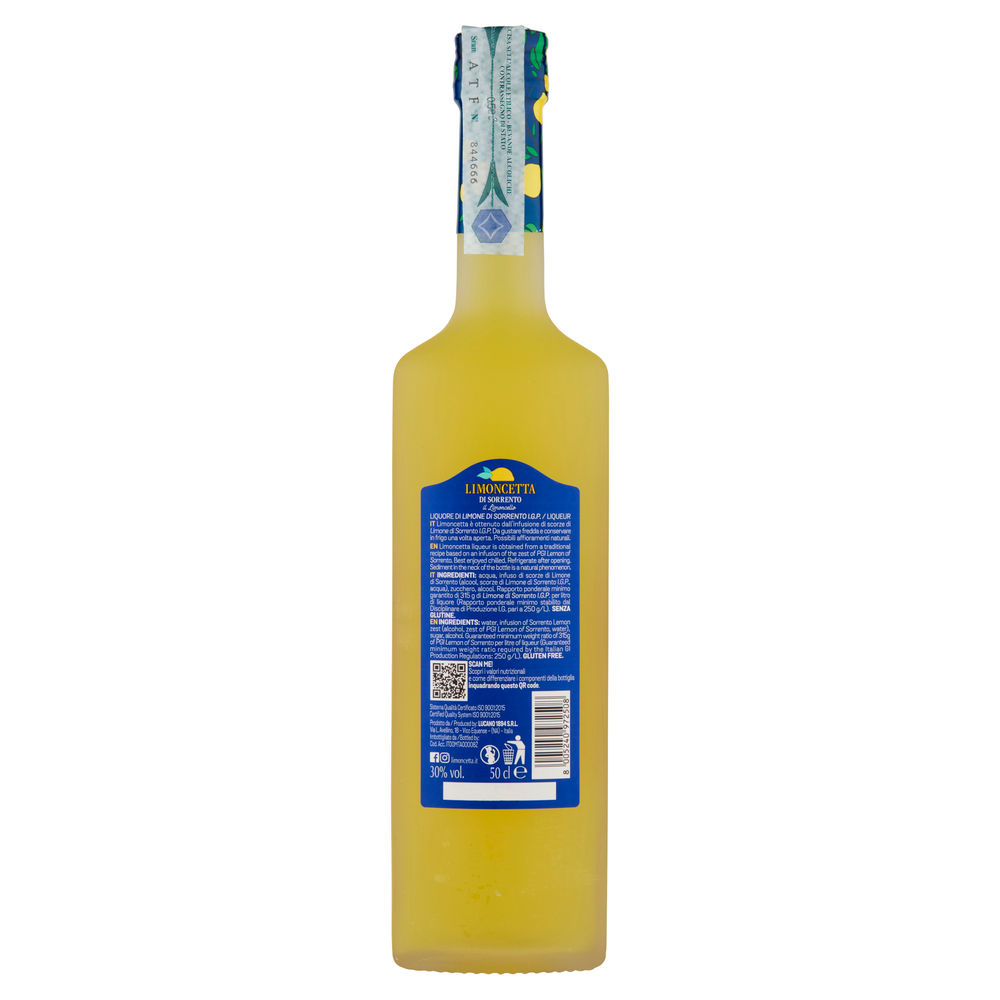 LIQUORE DI LIMONI LIMONCETTA SORRENTO IGP 30 GRADI BTG ML 500 - 1