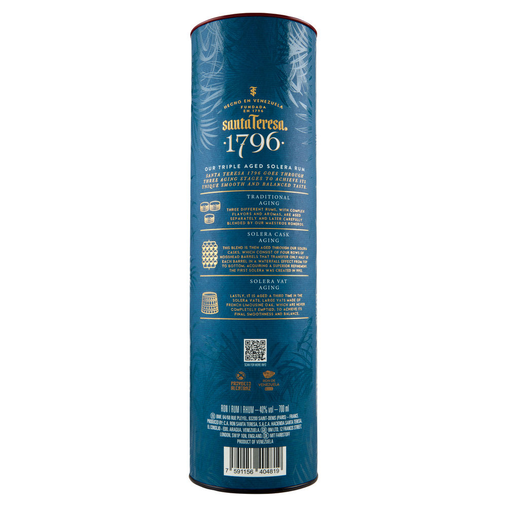 RHUM SANTA TERESA 1796 40 GRADI 15 ANNI SCATOLA ML.700 - 1