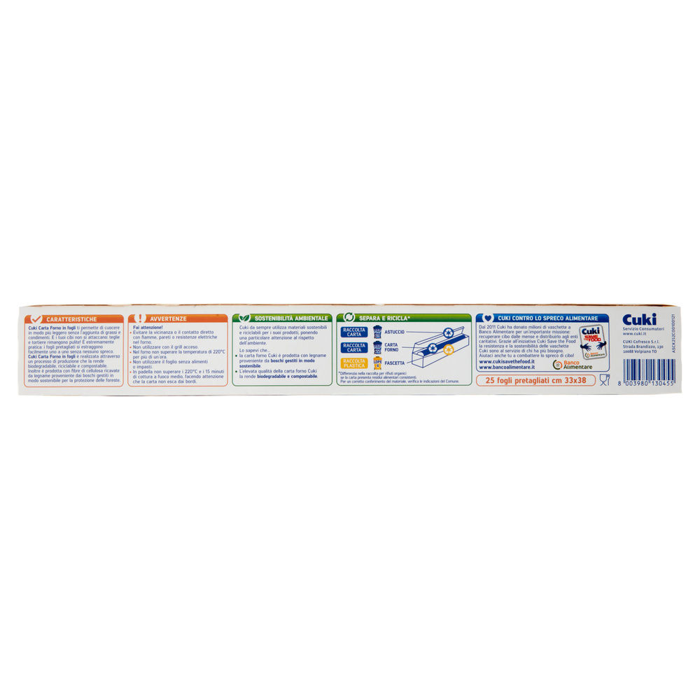 CARTA FORNO CUKI 9,5 MT. FOGLI CM.33X38 X 25 SCATOLA PZ.1 - 3