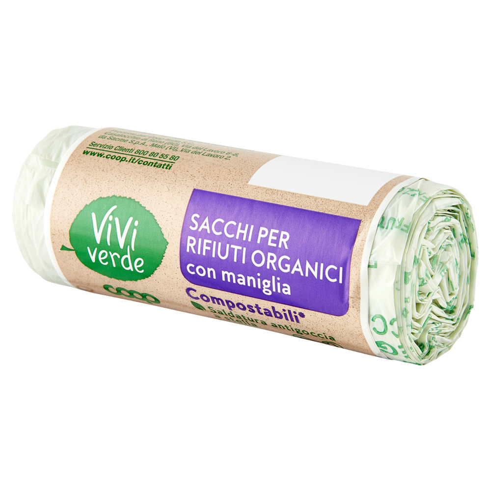 SACCHI IN MATER-BI VIVI VERDE COOP CON MANIGLIA CM 42X60  LT 15 PZ 15 - 7