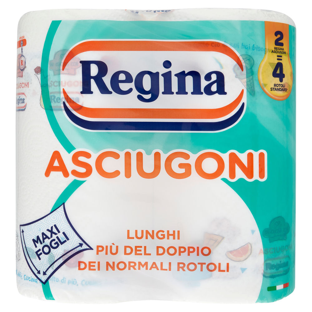 Asciugatutto regina asciugoni 2veli 100 strappi rotoli pz 2