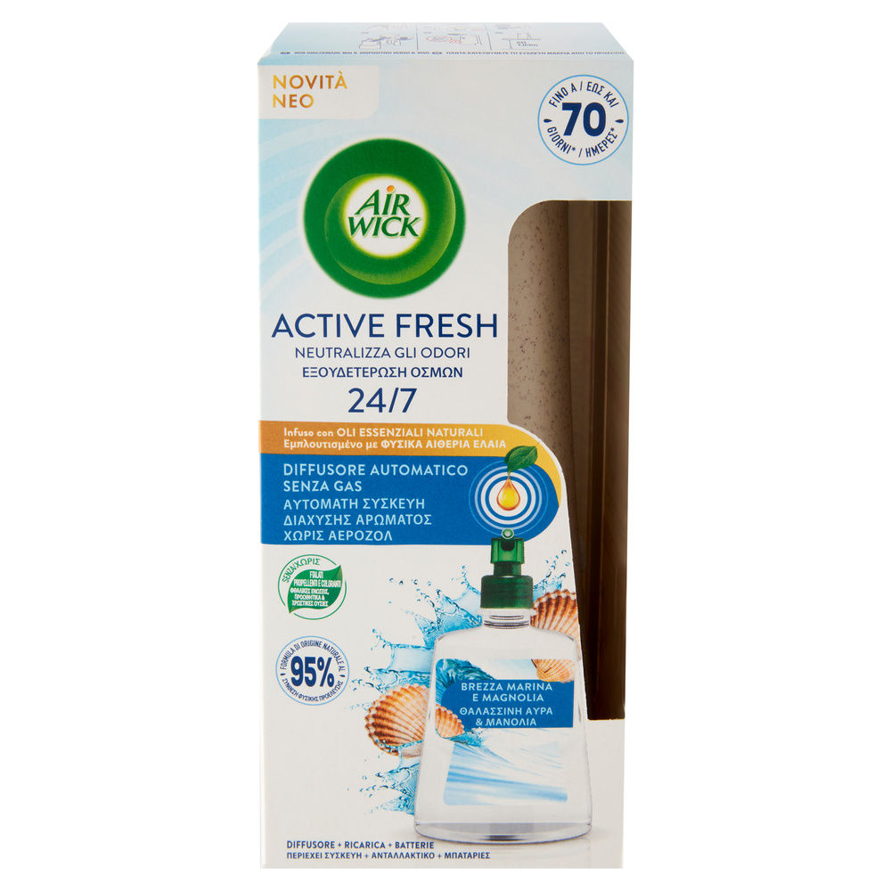 DEODORANTE AMB.AIR WICK ACTIVE FRESH SPRAY AUTOMATICO BREZZA BASE+RICAR.PZ.1 - 2