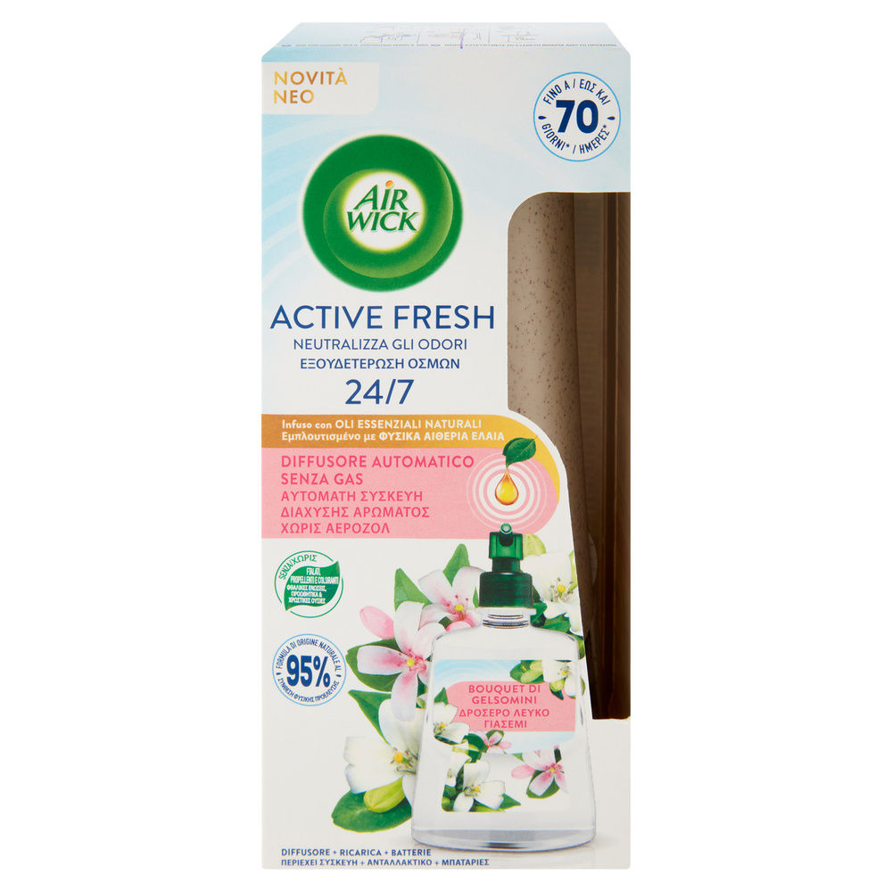 DEODORANTE AMB.AIR WICK ACTIVE FRESH SPRAY AUTOMATICO GELSOMINIO BASE+RICAR.PZ.1 - 2
