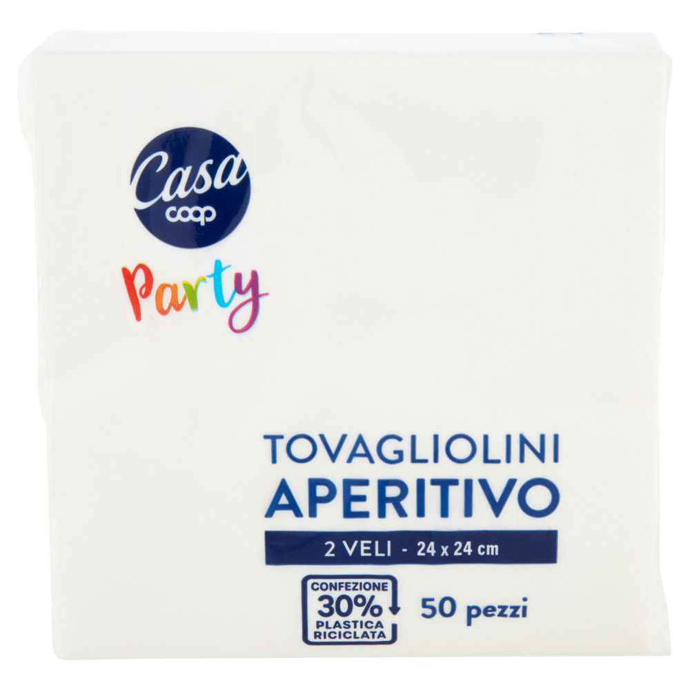 TOVAGLIOLINI APERITIVO COOP CASA 2 VELI BIANCO 24X24CM FSC PZ. 50 - 2