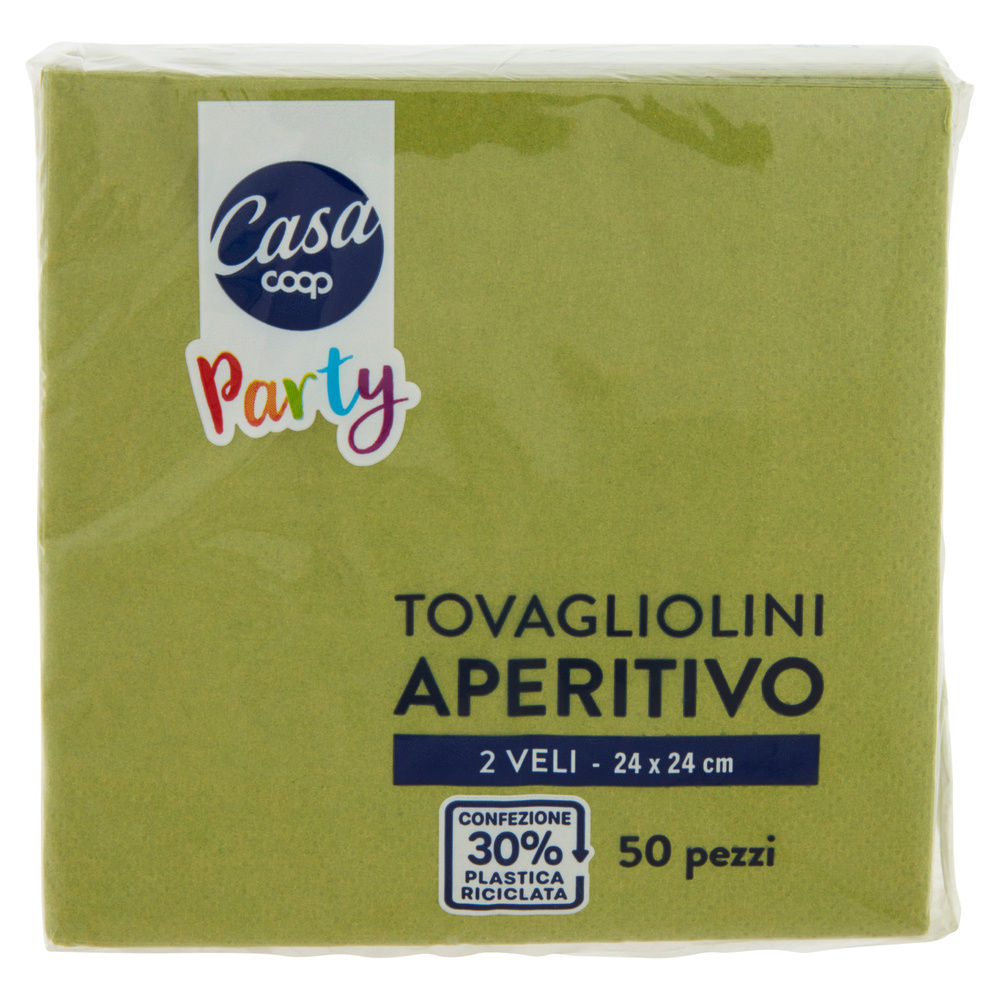 TOVAGLIOLINI APERITIVO COOP CASA 2 VELI VERDE 24X24CM FSC PZ. 50 - 2