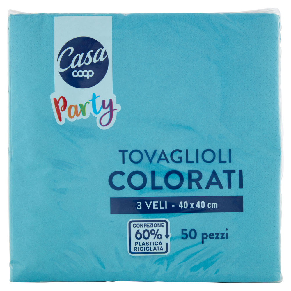 Tovaglioli colorati coop casa 3v 40x40 turchese fsc pz.50