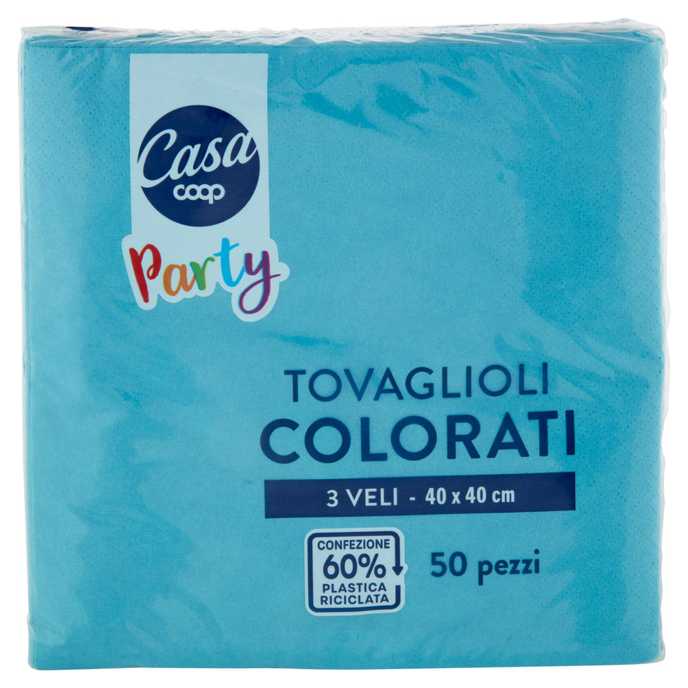 TOVAGLIOLI COLORATI COOP CASA 3V 40X40 TURCHESE FSC PZ.50 - 3