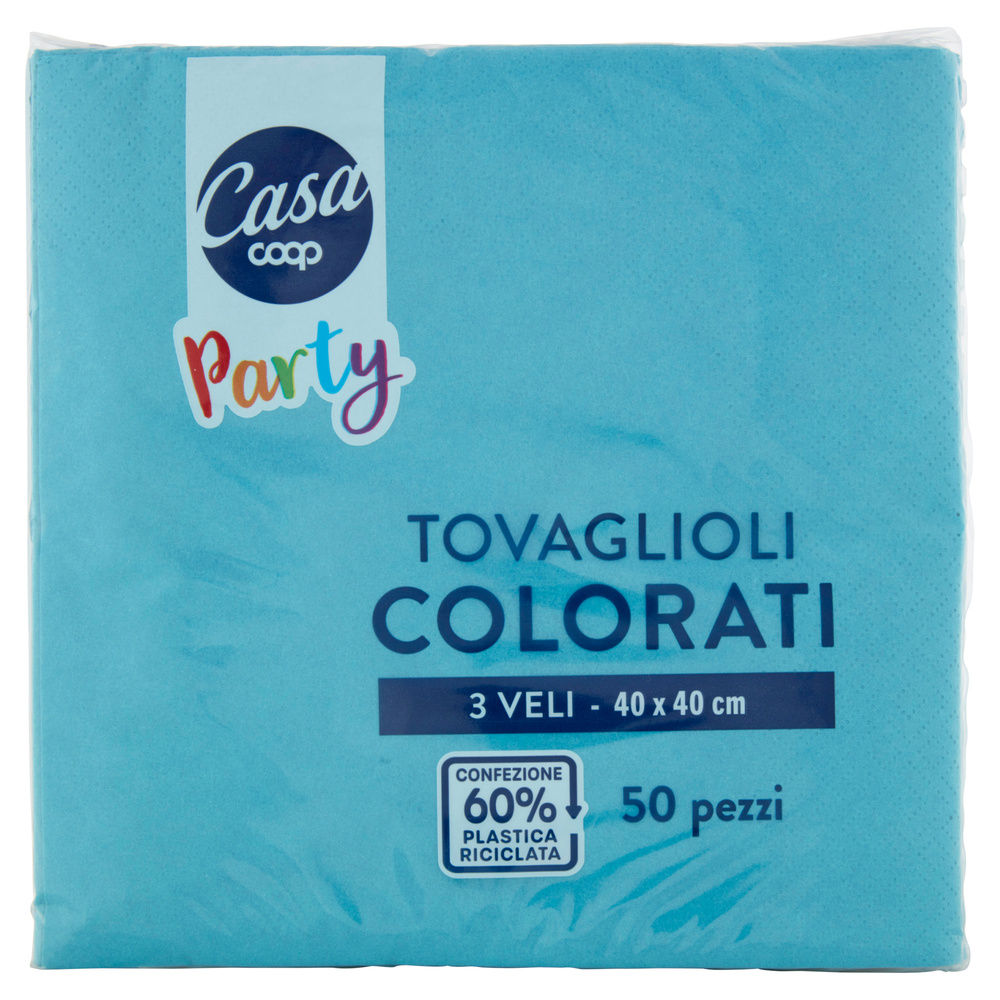 TOVAGLIOLI COLORATI COOP CASA 3V 40X40 TURCHESE FSC PZ.50 - 8