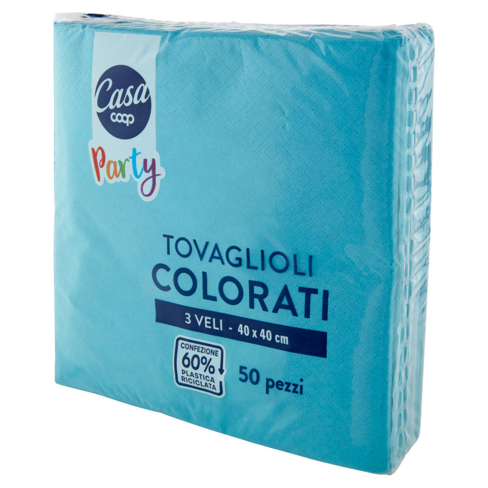 TOVAGLIOLI COLORATI COOP CASA 3V 40X40 TURCHESE FSC PZ.50 - 2