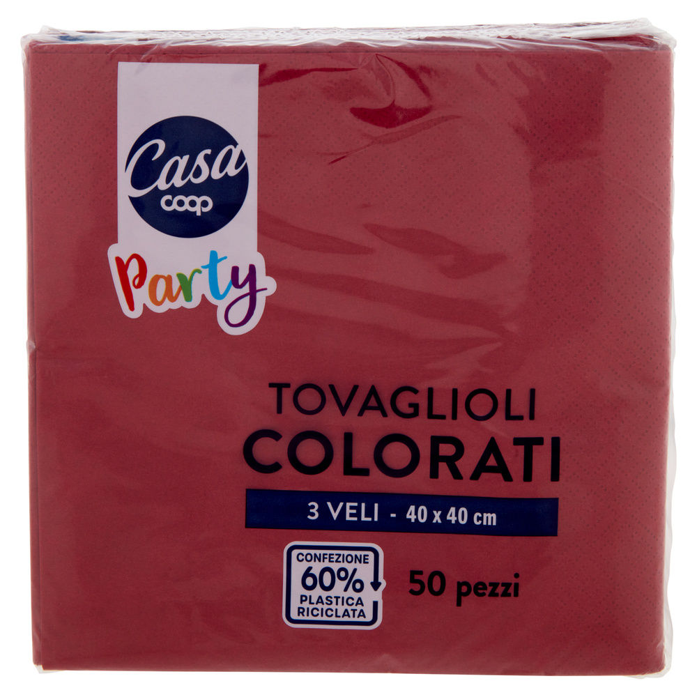 TOVAGLIOLI COLORATI COOP CASA 3V 40X40 BORDEAUX FSC PZ.50 - 5