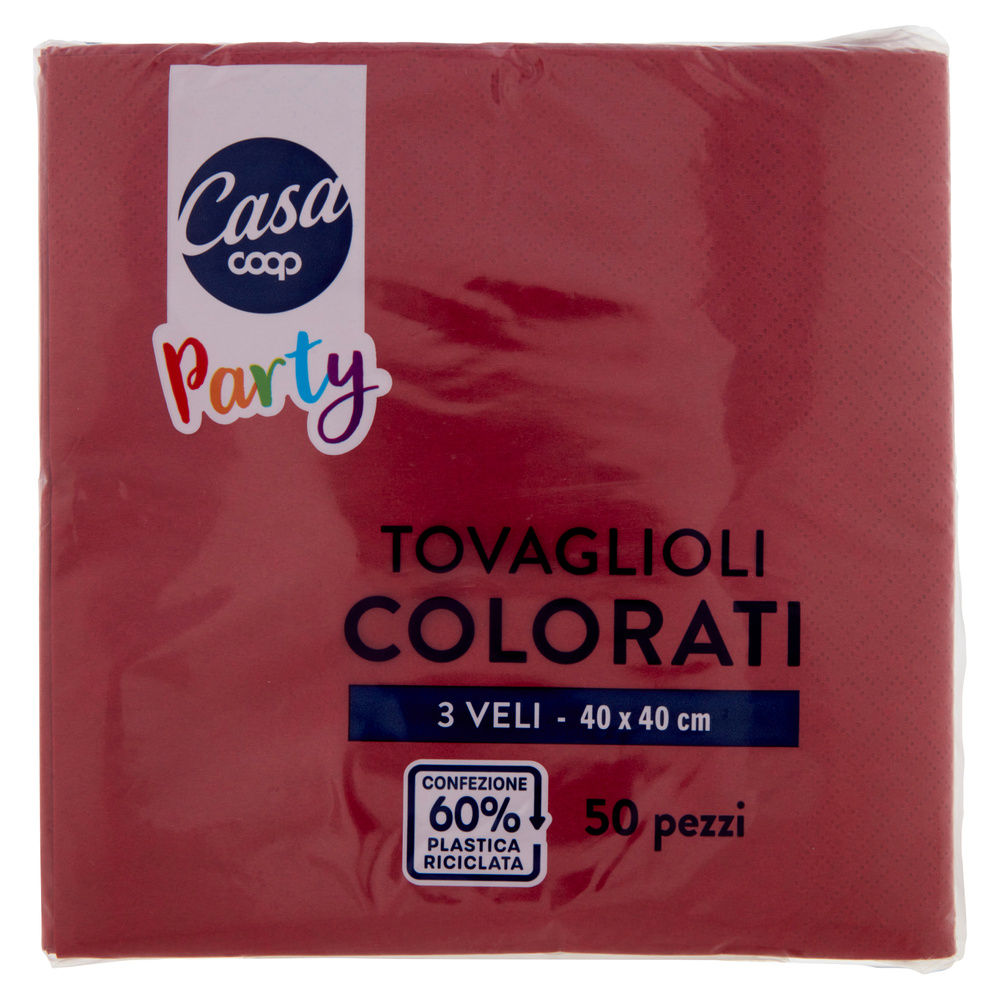 TOVAGLIOLI COLORATI COOP CASA 3V 40X40 BORDEAUX FSC PZ.50 - 6