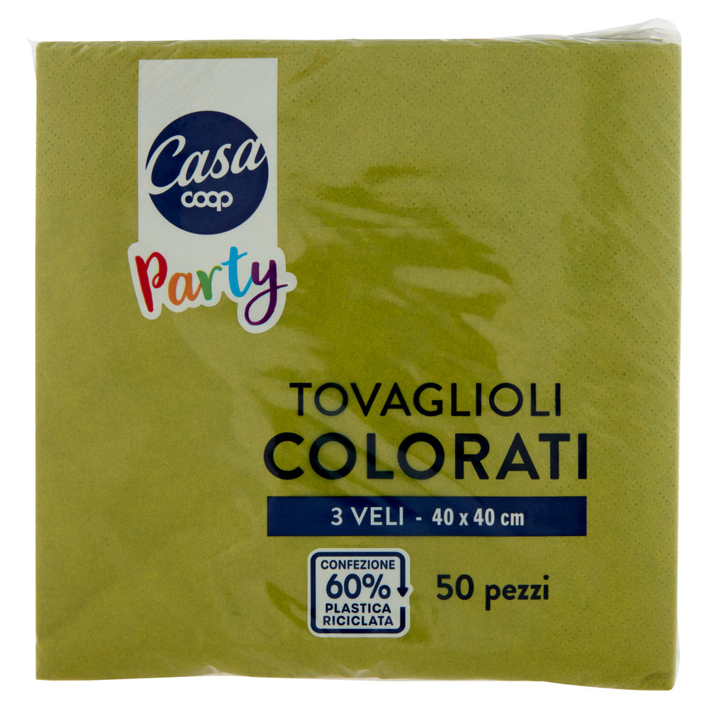 TOVAGLIOLI COLORATI COOP CASA 3V 40X40 VERDI FSC PZ.50 - 0