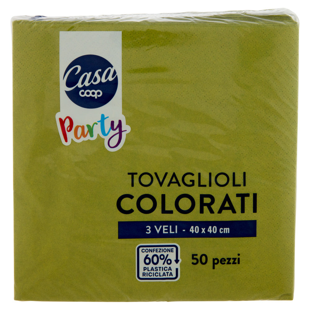 TOVAGLIOLI COLORATI COOP CASA 3V 40X40 VERDI FSC PZ.50 - 5