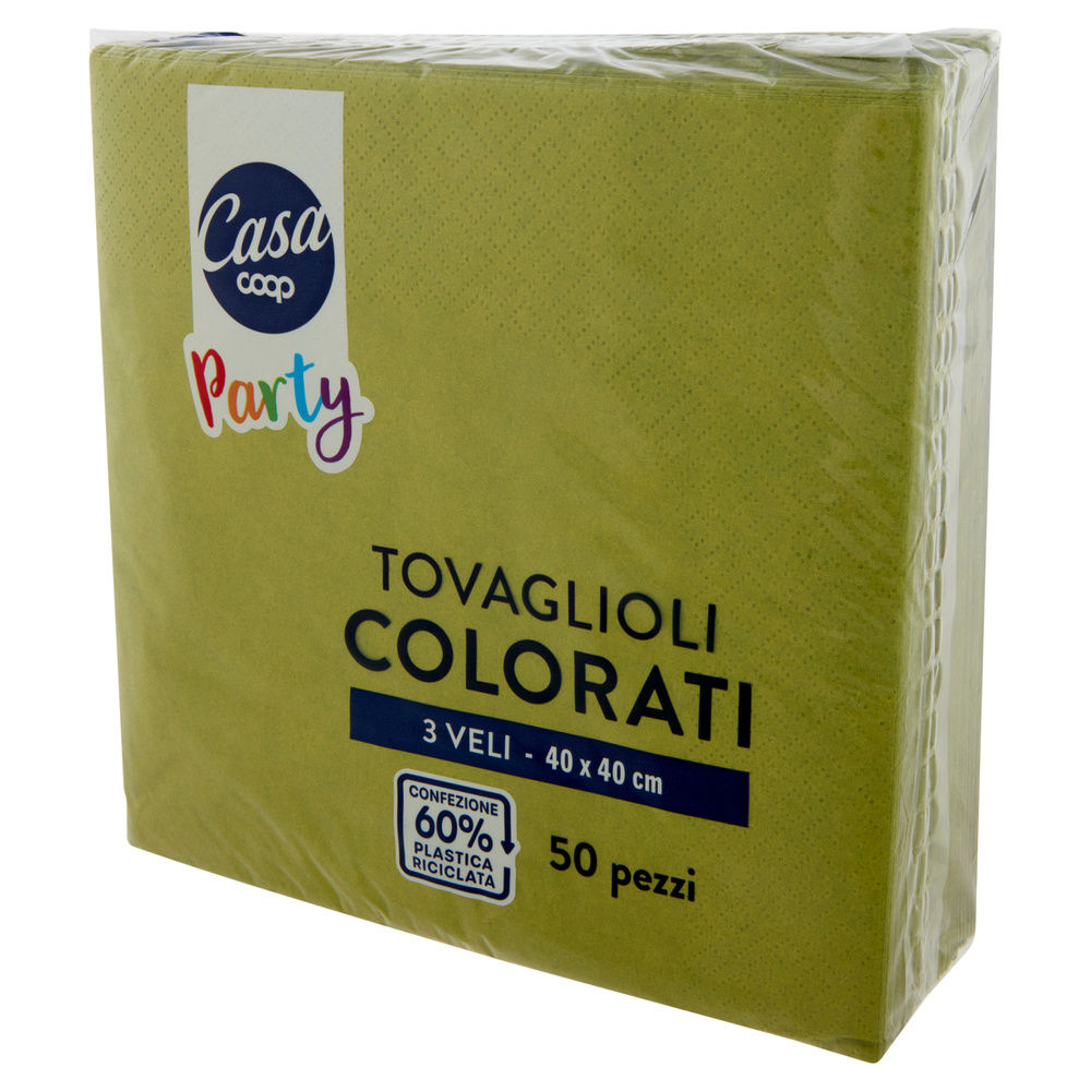 TOVAGLIOLI COLORATI COOP CASA 3V 40X40 VERDI FSC PZ.50 - 2