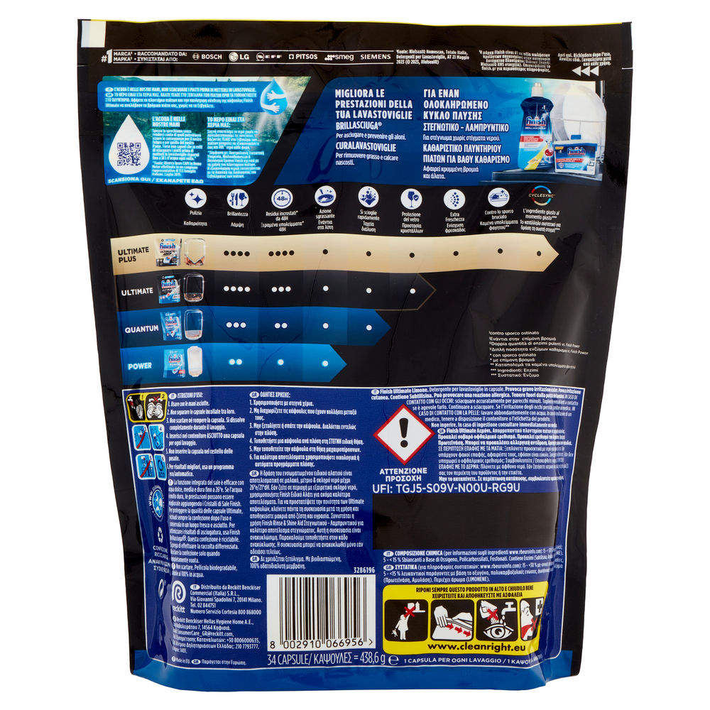 DETERSIVO LAVASTOVIGLIE FINISH TABS ULTIMATE LEMON 34LAV  G 438,6 - 1