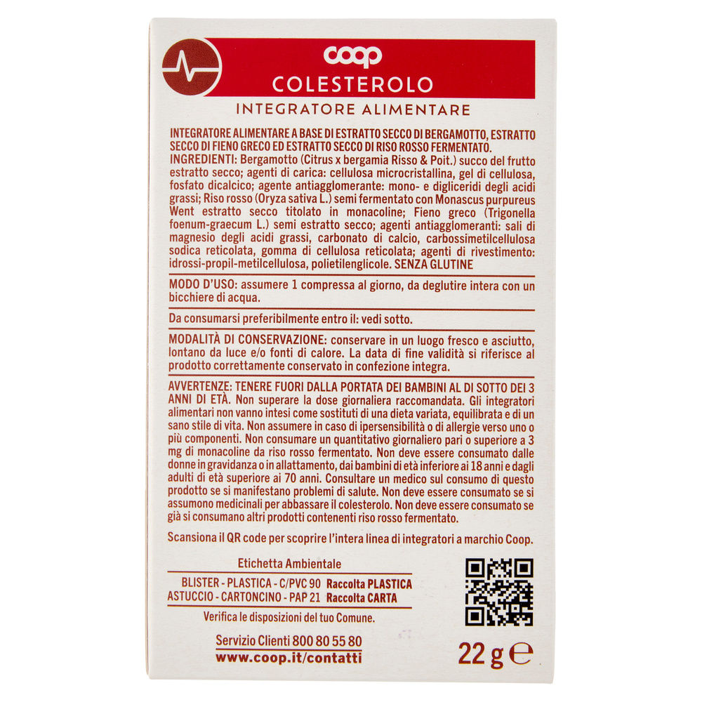 INTEGRATORE COLESTEROLO COOP 20CPR G 0,22 - 1