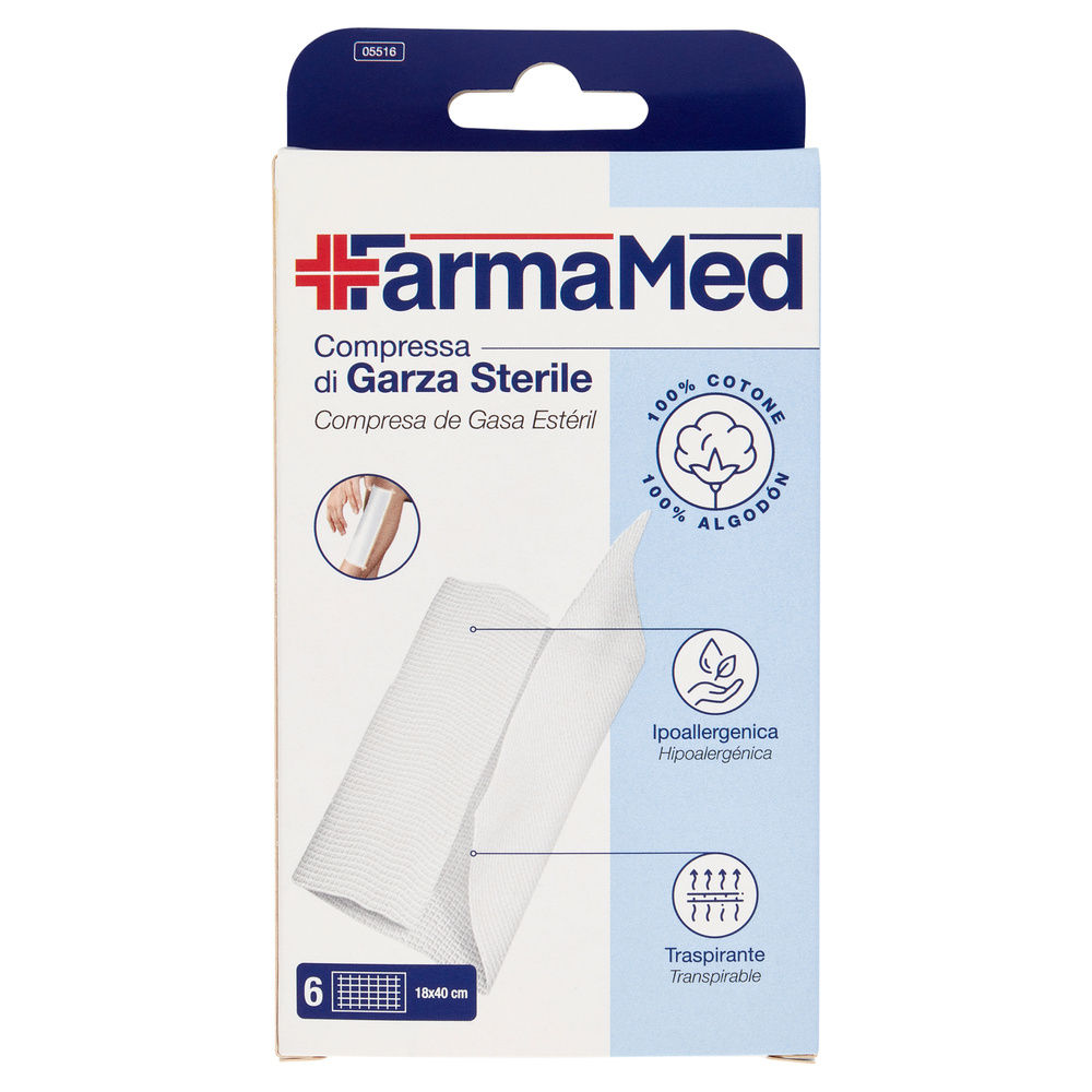 COMPRESSE GARZA STERILI FARMAMED 18X40CM PZ.6 - 0
