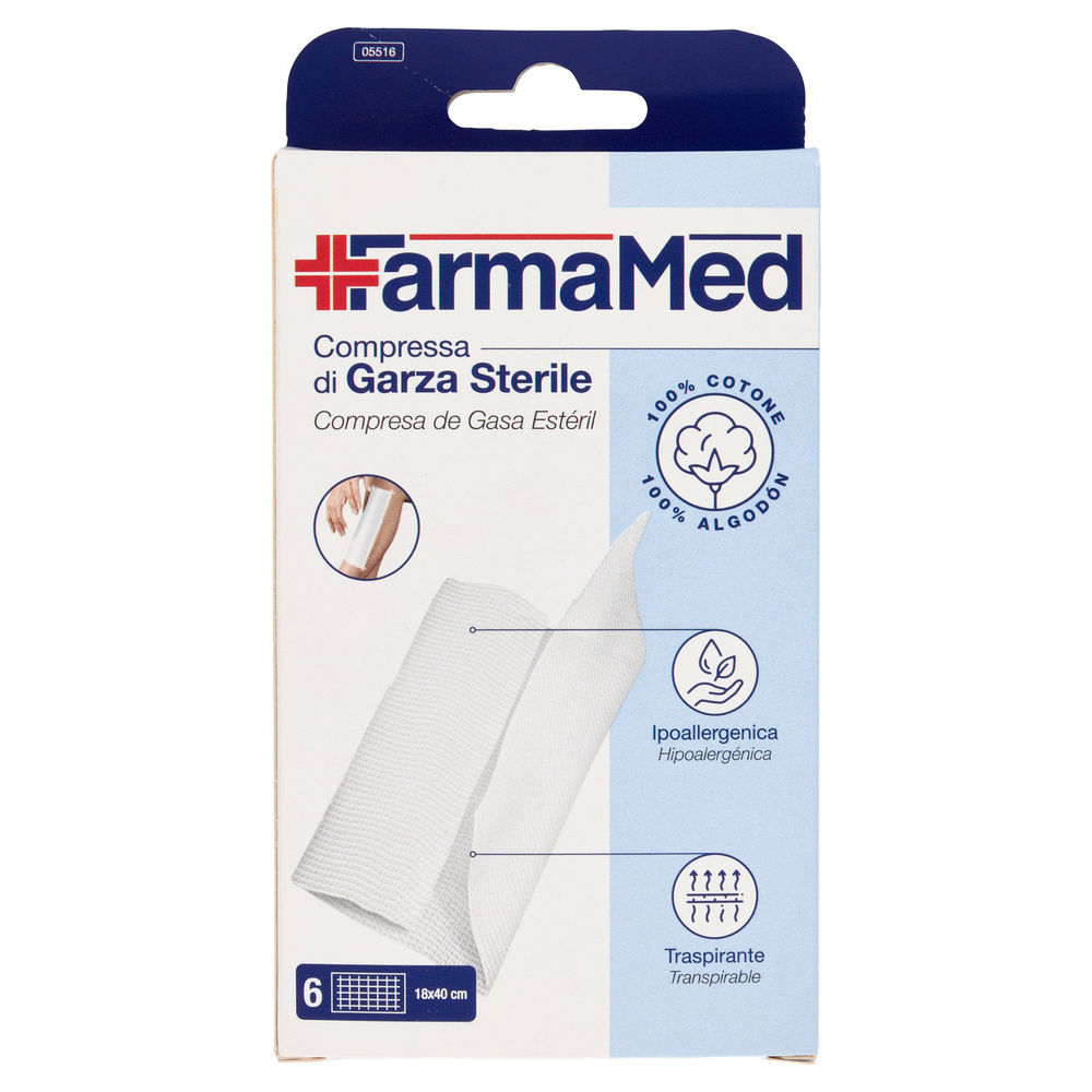 COMPRESSE GARZA STERILI FARMAMED 18X40CM PZ.6 - 7