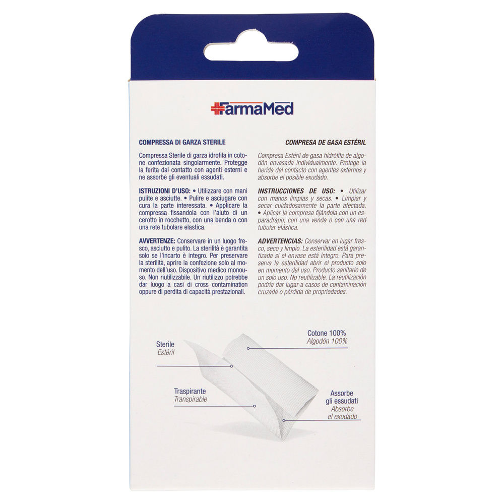 COMPRESSE GARZA STERILI FARMAMED 18X40CM PZ.6 - 1