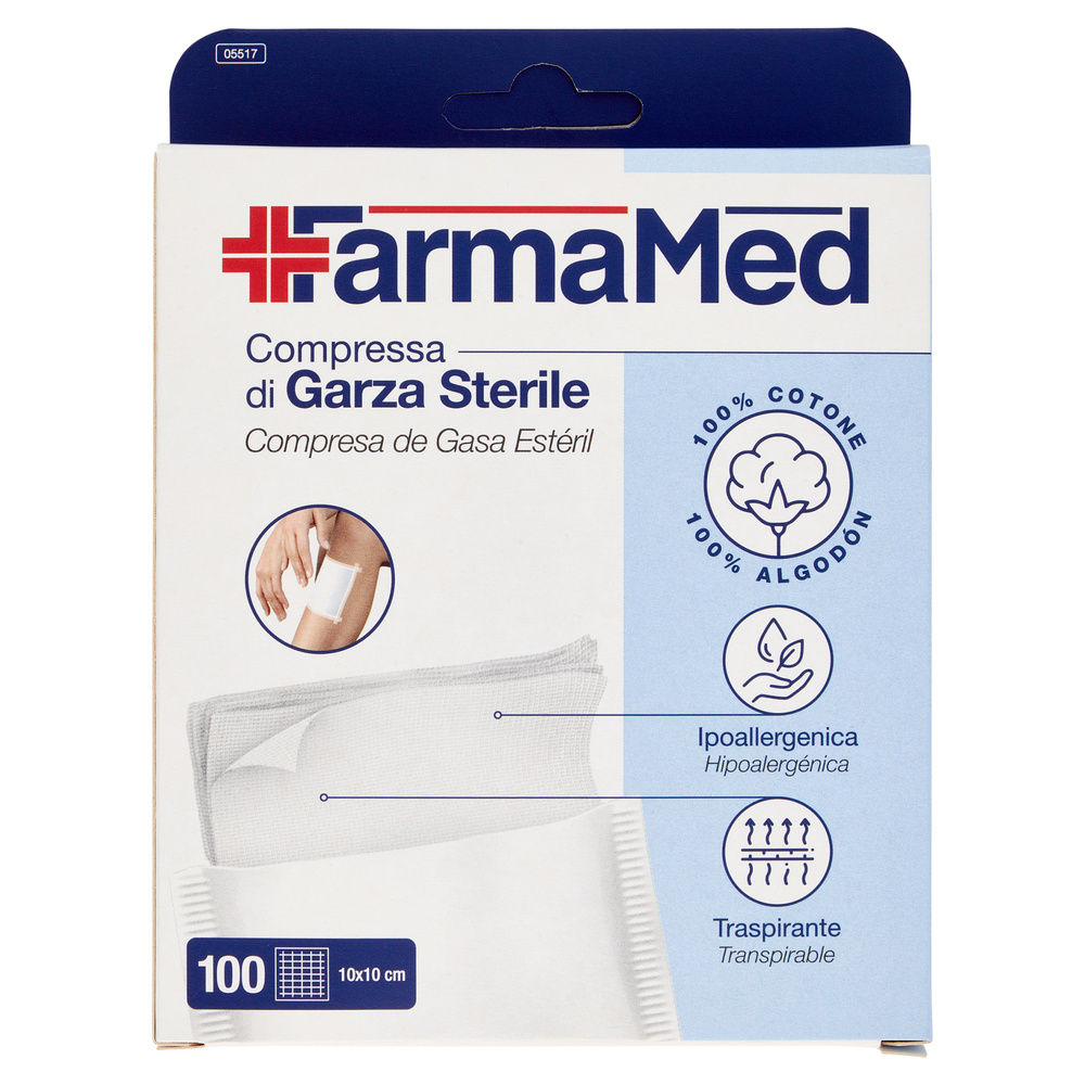 COMPRESSE GARZE STERILI FARMAMED 10X10CM PZ.100 - 0