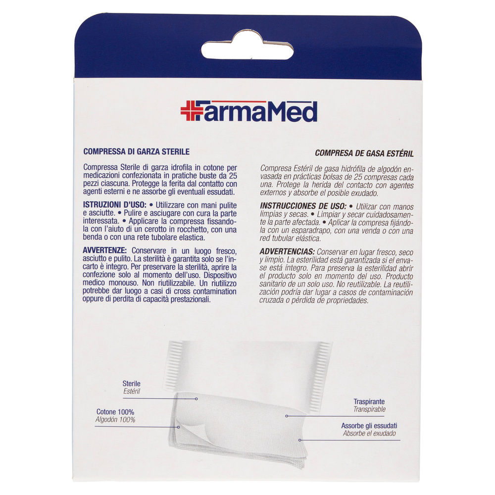 COMPRESSE GARZE STERILI FARMAMED 10X10CM PZ.100 - 1