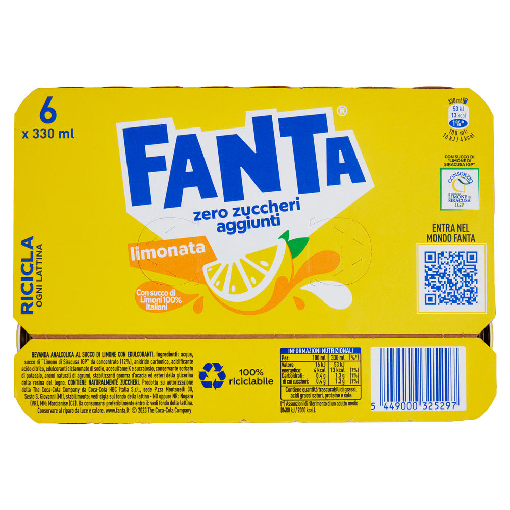 FANTA ZERO LEMON CLUSTER LATTINA ML 330 X 6 - 4
