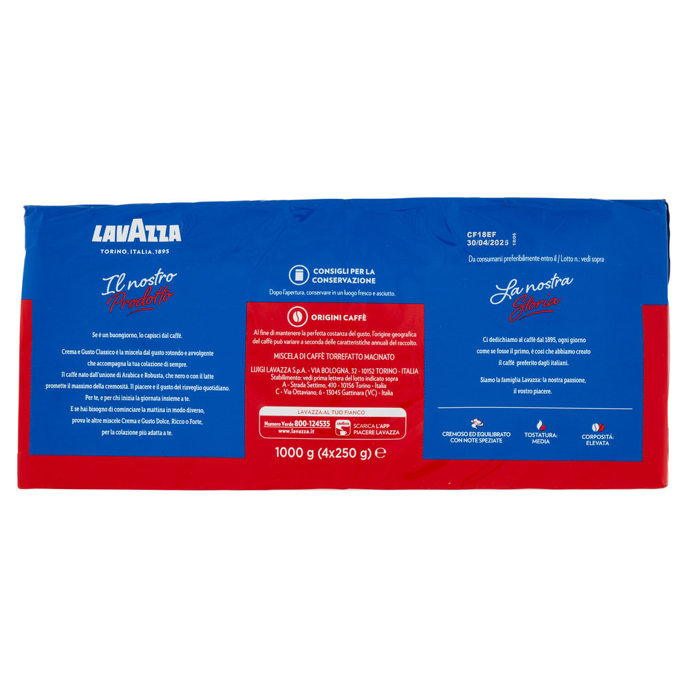 CAFFE' LAVAZZA CREMA E GUSTO MACINATO INC.G 250X4 - 1