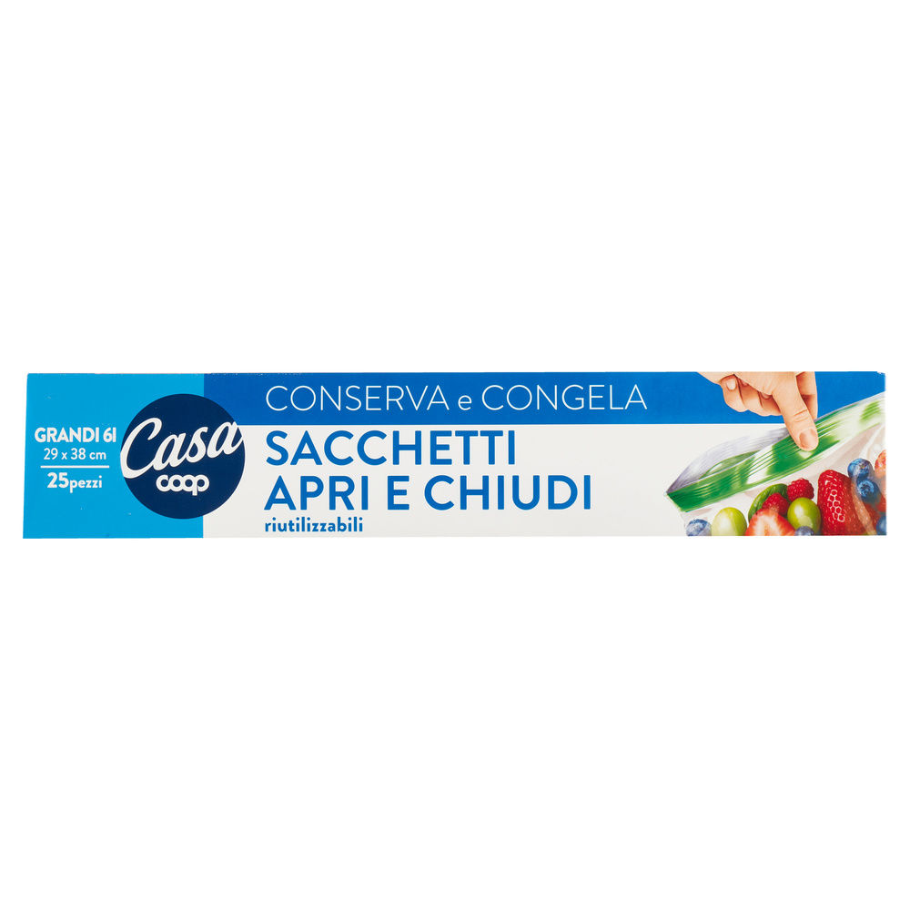 SACCHETTI APRI E CHIUDI RIUTILIZZABILI COOP CASA GRANDI 6L PZ.25 - 1