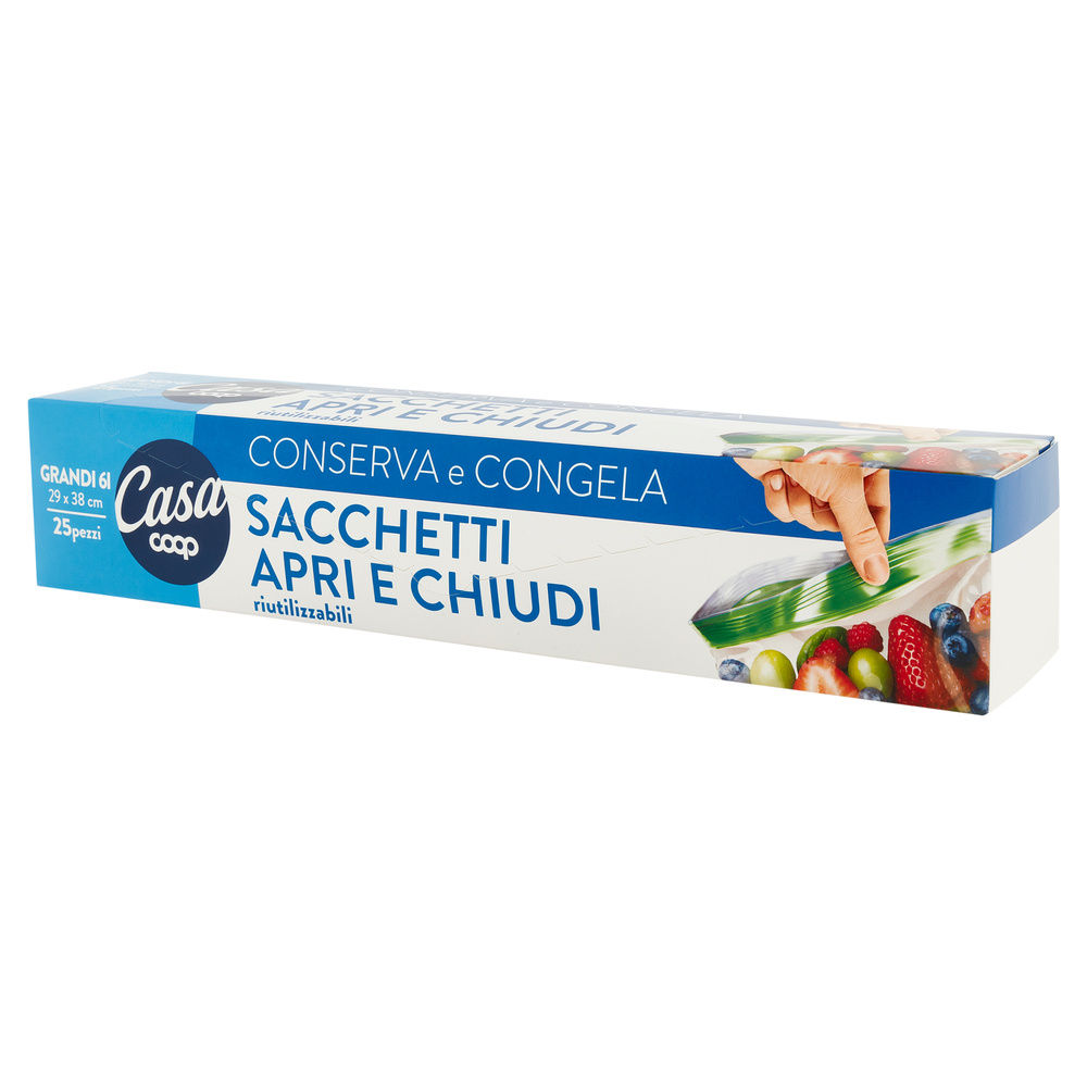 SACCHETTI APRI E CHIUDI RIUTILIZZABILI COOP CASA GRANDI 6L PZ.25 - 8