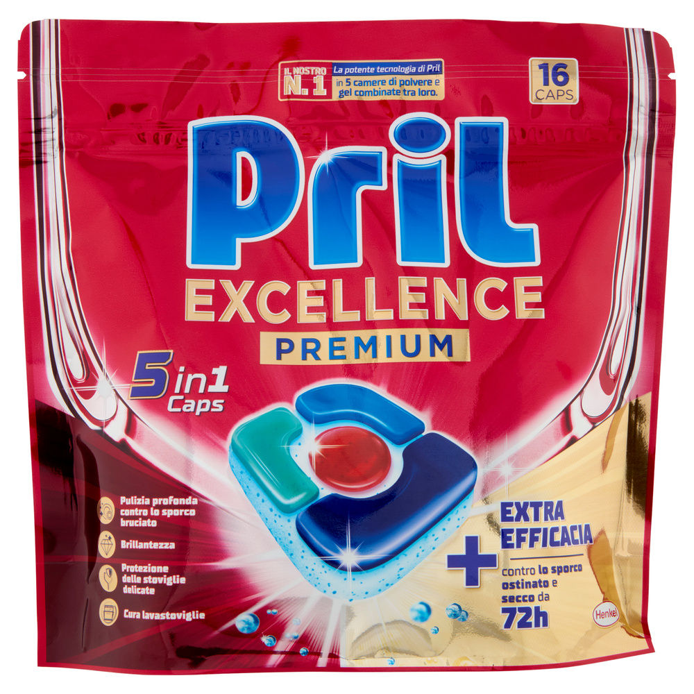 DETERSIVO LAVASTOVIGLIE PRIL EXCELLENCE PREMIUM 5IN1 16CAPS G 297,6 - 0