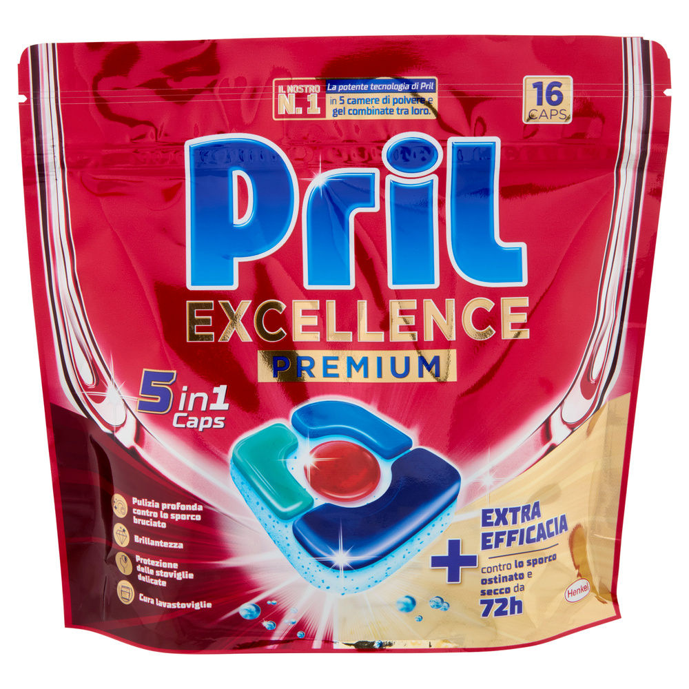 DETERSIVO LAVASTOVIGLIE PRIL EXCELLENCE PREMIUM 5IN1 16CAPS G 297,6 - 2
