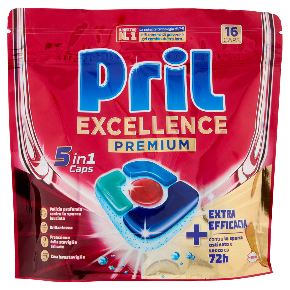 DETERSIVO LAVASTOVIGLIE PRIL EXCELLENCE PREMIUM 5IN1 16CAPS G 297,6 - 7