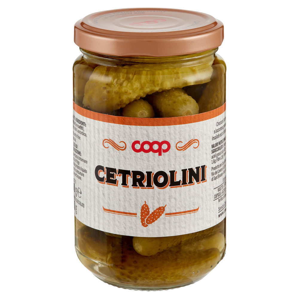 CETRIOLINI ACETO DI VINO VASO VETRO COOP G 290 SGOCC G 160 - 2