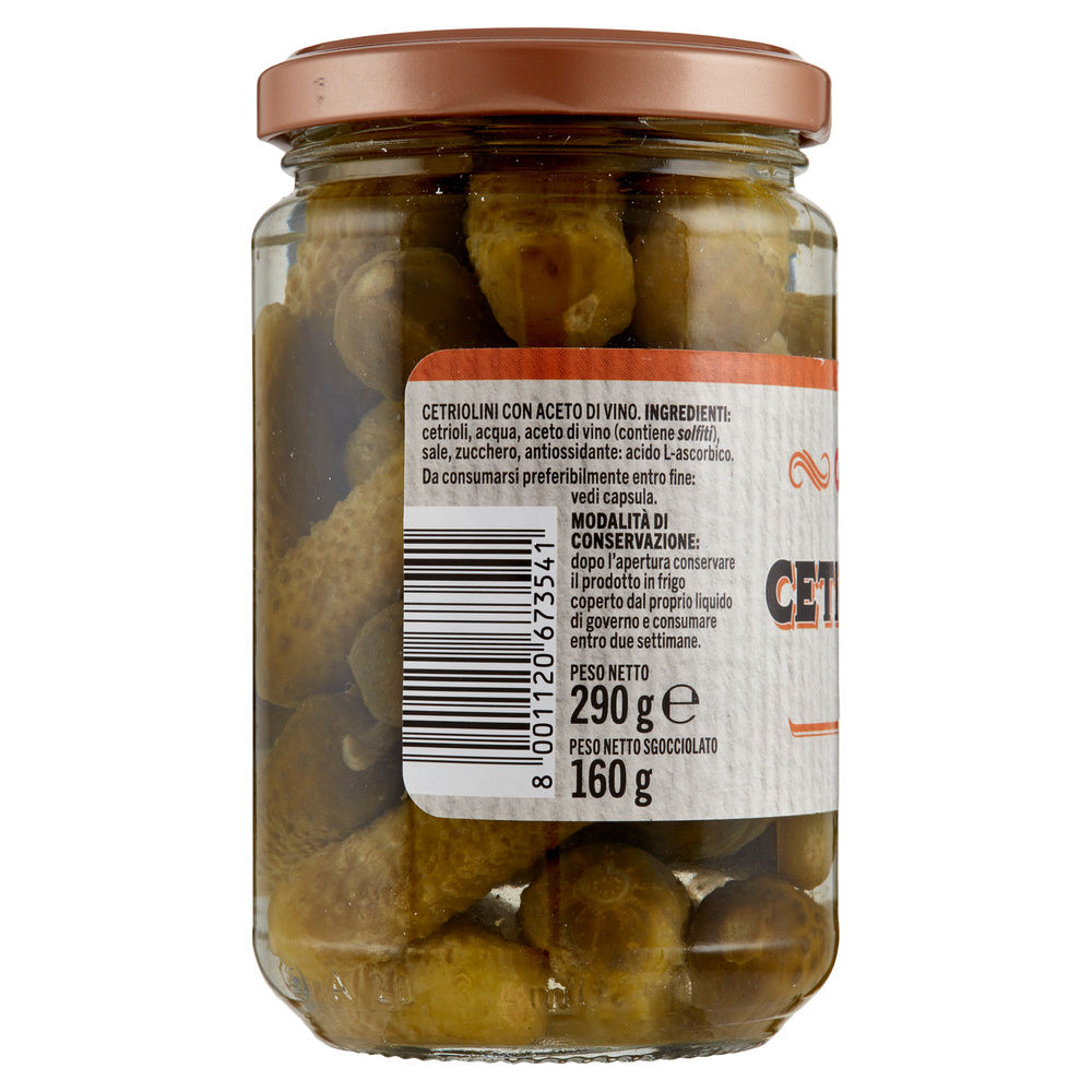 CETRIOLINI ACETO DI VINO VASO VETRO COOP G 290 SGOCC G 160 - 6
