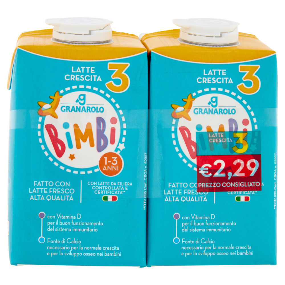 Latte uht crescita 3 alta qualita' bimbi granarolo brick x2 ml 500