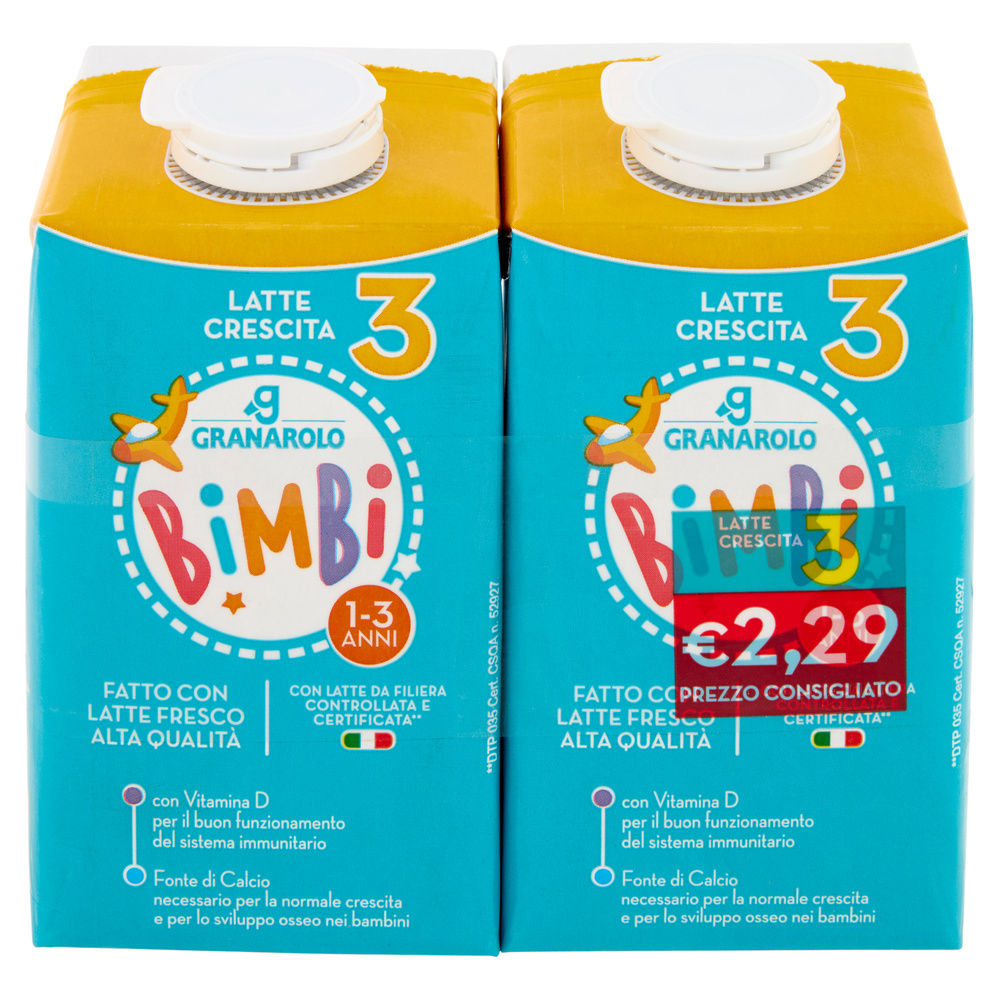 LATTE UHT CRESCITA 3 ALTA QUALITA' BIMBI GRANAROLO BRICK X2 ML 500 - 2