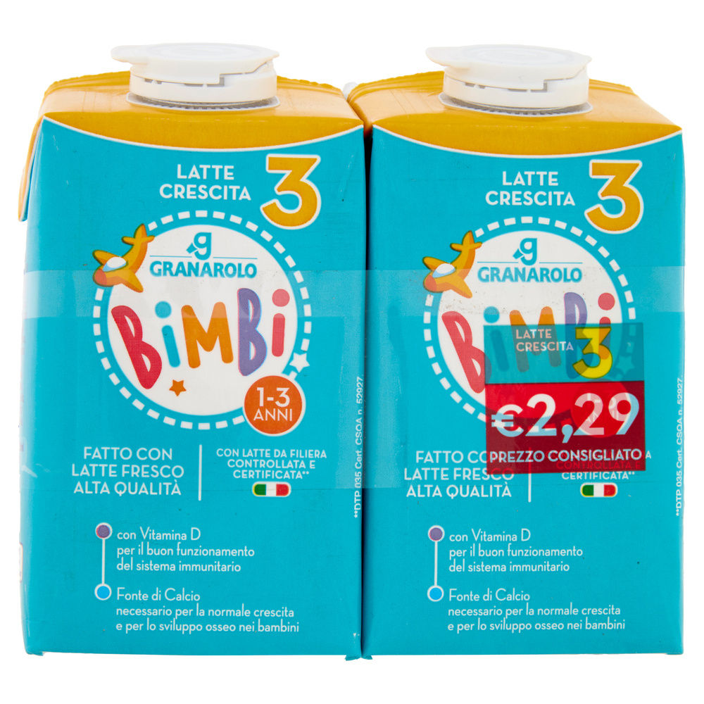 LATTE UHT CRESCITA 3 ALTA QUALITA' BIMBI GRANAROLO BRICK X2 ML 500 - 3
