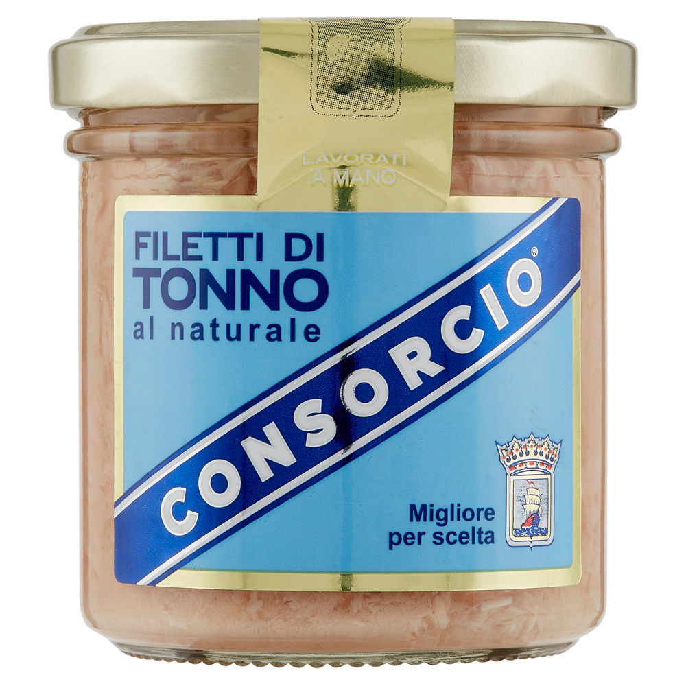 FILETTI DI TONNO AL NATURALE CONSORCIO VASO VETRO G 150 SGOCC G 105 - 0