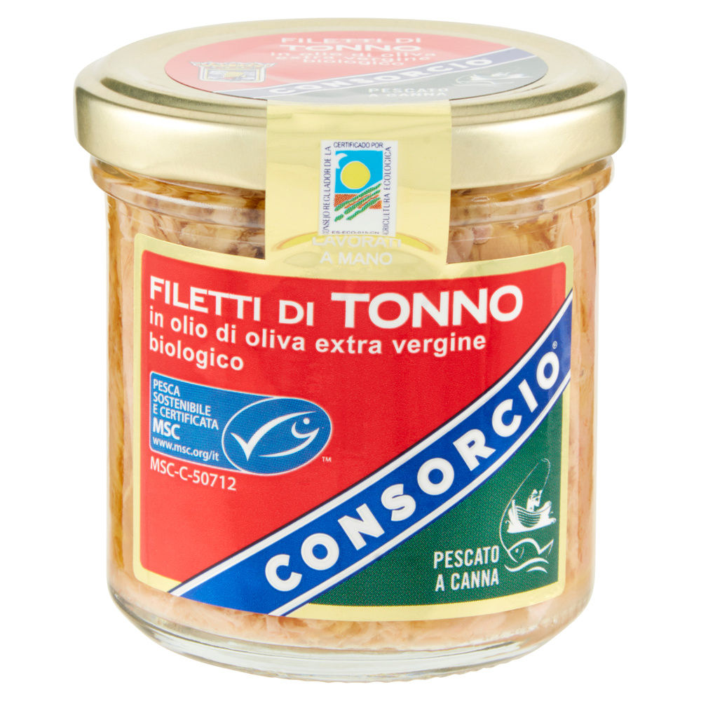 FILETTI DI TONNO IN OLIO EXTRA VERGINE OLIVA BIO CONSORCIO VASO VETRO G 150 - 2