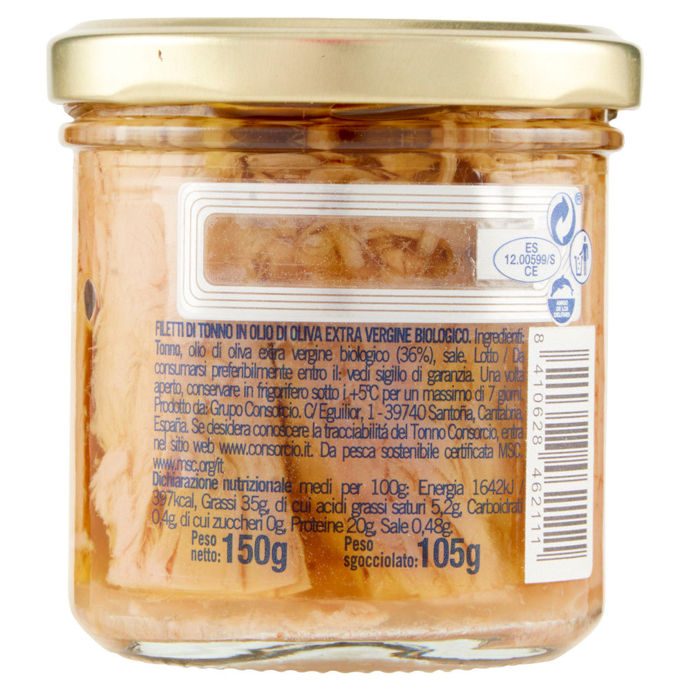 FILETTI DI TONNO IN OLIO EXTRA VERGINE OLIVA BIO CONSORCIO VASO VETRO G 150 - 4