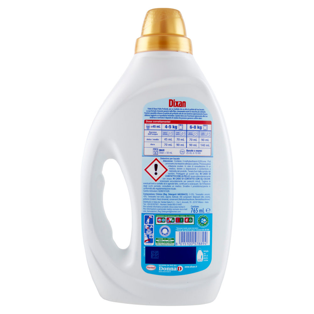 DETERSIVO LAVATRICE LIQUIDO DIXAN 17LAV IGIENE L 0,765 - 1
