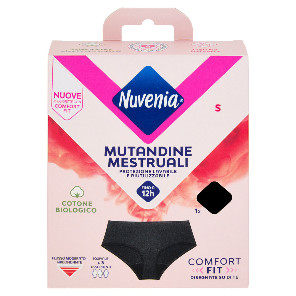 MUTANDINE MESTRUALI NUVENIA INTIMA WEAR HIPSTER NERE TG.S PZ.1 - 3