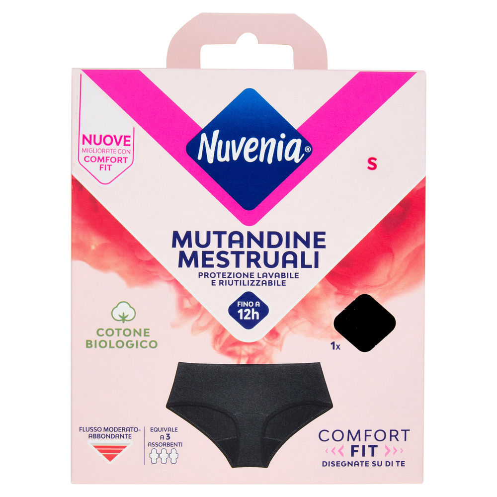 MUTANDINE MESTRUALI NUVENIA INTIMA WEAR HIPSTER NERE TG.S PZ.1 - 4